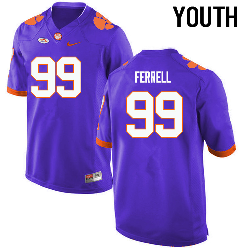 Youth Clemson Tigers #99 Clelin Ferrell College Football Jerseys-Purple - Click Image to Close